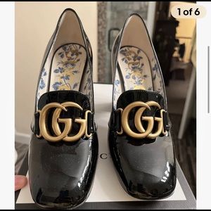 Gucci black patent pumps